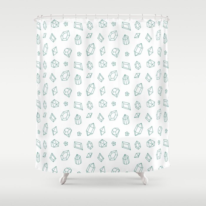 Green Blue Gems Pattern Shower Curtain