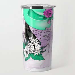 Women face with flowers Travel Mug