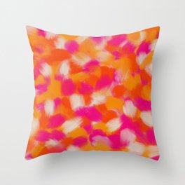 Clementines and Fuchsia Flowers - Paint Brushstrokes Abstract Throw Pillow