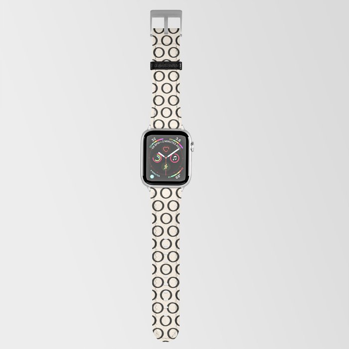 Inky Dots Minimalist Pattern in Black and Almond Cream Apple Watch Band