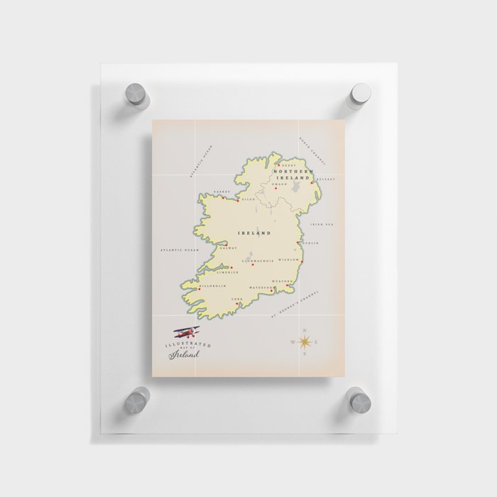 Illustrated map of Ireland Floating Acrylic Print