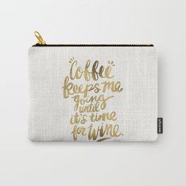 Coffee & Wine – Gold Carry-All Pouch | Typography, Illustration, Curated, Painting, Pop Art 