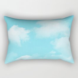 Cute puffy small white clouds on a sunny aqua blue sky Rectangular Pillow
