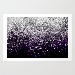 Dark Night Purple Black Silver Glitter #1 (Faux Glitter) #shiny #decor #art #society6 Art Print