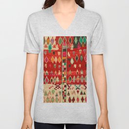 Traditional Moroccan Carpet Design V Neck T Shirt