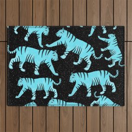 Tiger Power - white and black Outdoor Rug