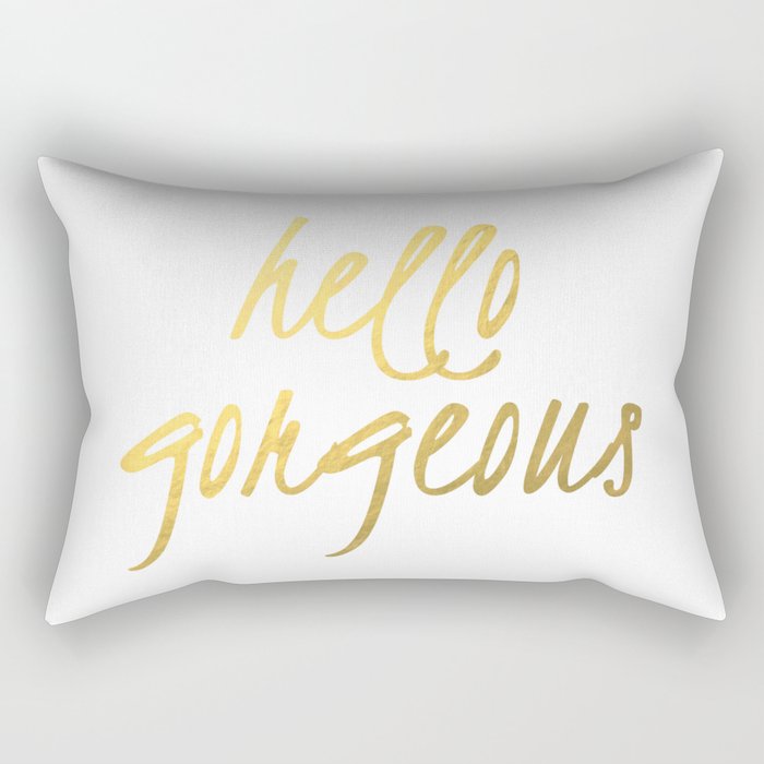 Hello Gorgeous Gold Rectangular Pillow