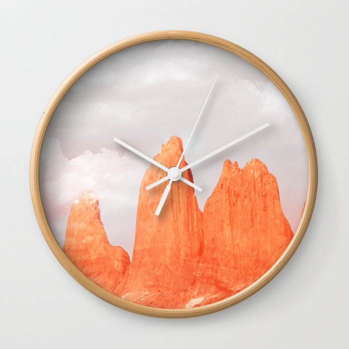 Rendevouz, Scenic Orange Mountains, Nature Landscape Desert Travel Photography Wall Clock
