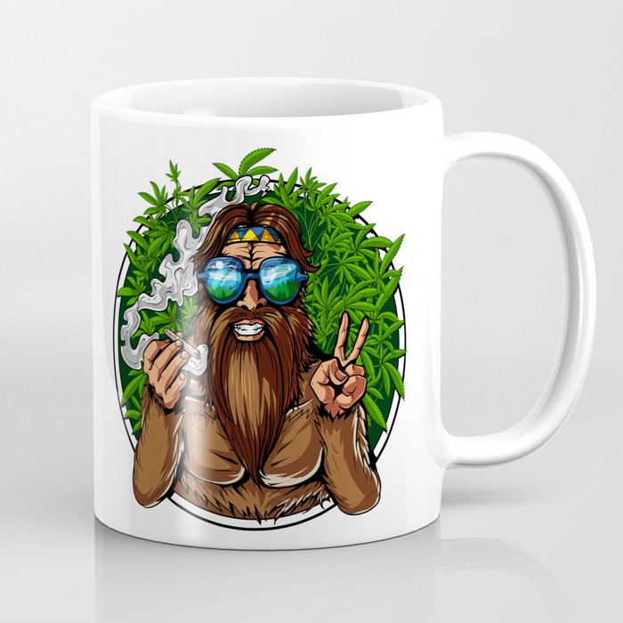 Bigfoot Hippie Smoking Weed Coffee Mug