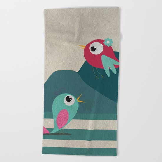 birds 3 Beach Towel