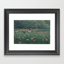The Pond at Benten Shrine in Shiba Hasui Kawase Framed Art Print