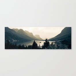 Going To The Sun Road Mountain Landscape Panorama Over Saint Mary Lake - Sepia Edition Canvas Print