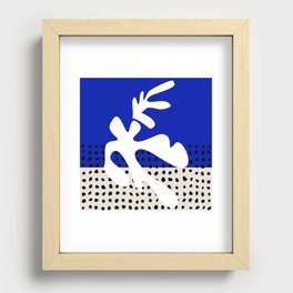 Inspired by Matisse, blue abstract coral seaweed cutouts leaves nature Mid Century Garden Recessed Framed Print