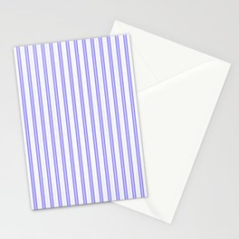 Royal Blue and White Narrow Vertical Vintage Provincial French Chateau Ticking Stripe Stationery Card