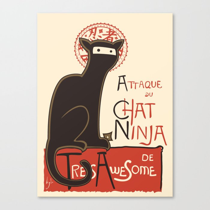 A French Ninja Cat (Le Chat Ninja) Canvas Print