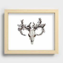 deer skull with flower crown Recessed Framed Print