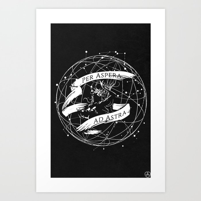 Per Aspera Ad Astra (White) Art Print