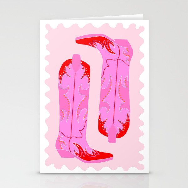 Pink Cowboy Boots Stationery Cards
