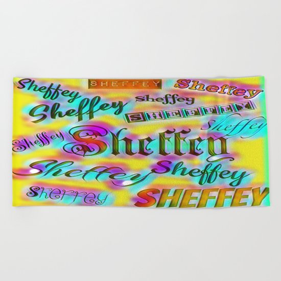 Sheffey Fonts - Yellow and Pink Rainbow 9642 Beach Towel
