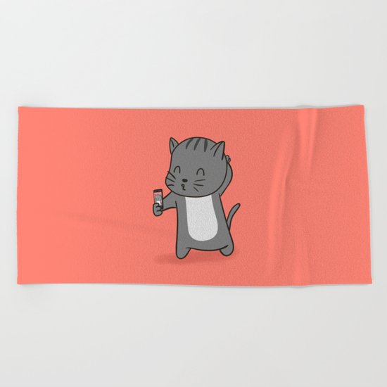 Selfie Kitty Beach Towel