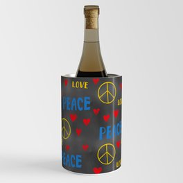 Peace, Love and Hearts Chalk Pattern on Blackboard Wine Chiller