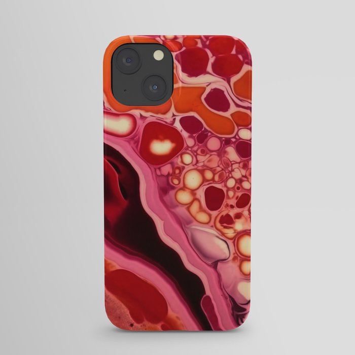 Orange and pink fluid abstract painting iPhone Case