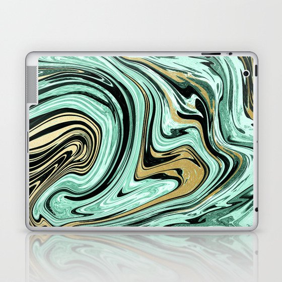 MARBELLOUS IN MINT AND GOLD Laptop & iPad Skin