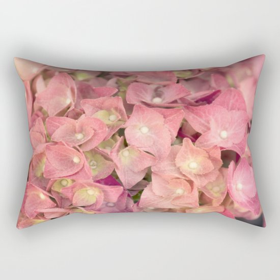 Pink hydrangea in LOVE - Flower floral Rectangular Pillow