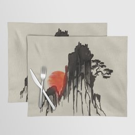 Japanese Mountain sunset - sumi-e Placemat