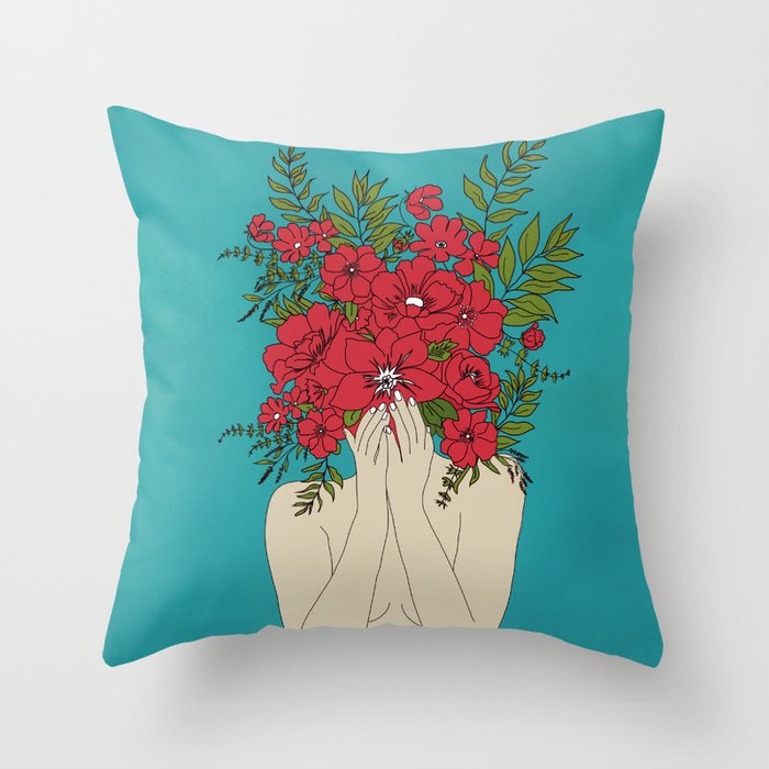 Blooming Red Throw Pillow
