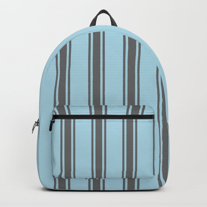 Light Blue & Dim Grey Colored Stripes/Lines Pattern Backpack