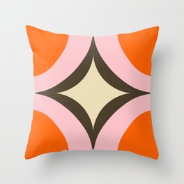 Groovy Starburst Orange Pink - Mid Century  Throw Pillow