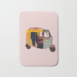 Ride with the Mob Bath Mat | Southasian, India, Pink, Curated, Graphicdesign, Pakistan, Colorful, Pakistani, Yellow, Fun 