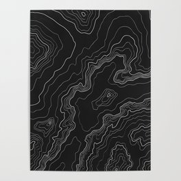 Black & White Topography map Poster