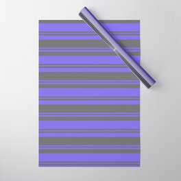 [ Thumbnail: Medium Slate Blue and Dim Gray Colored Pattern of Stripes Wrapping Paper ]