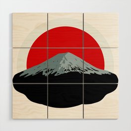 Mount Fuji with rising sun Wood Wall Art