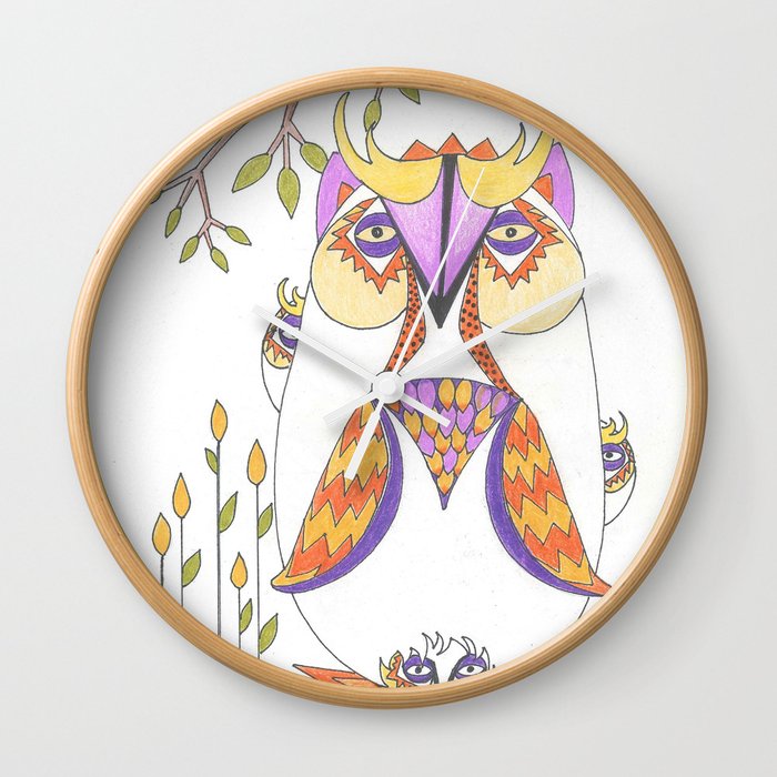Whimsical Mama Owl And Baby Owls Wall Clock By Oldurbanfarmhouse Society6