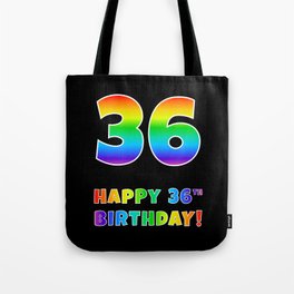 [ Thumbnail: HAPPY 36TH BIRTHDAY - Multicolored Rainbow Spectrum Gradient Tote Bag ]