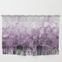 Cubes of Silver - Violet Purple Nights Geometric Wall Hanging