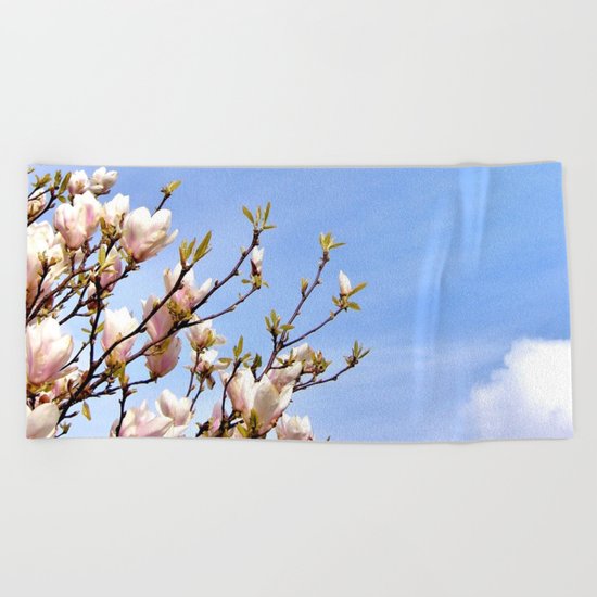 Magnolia In The Sky Beach Towel