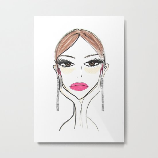 Another girl with the foil earrings Metal Print