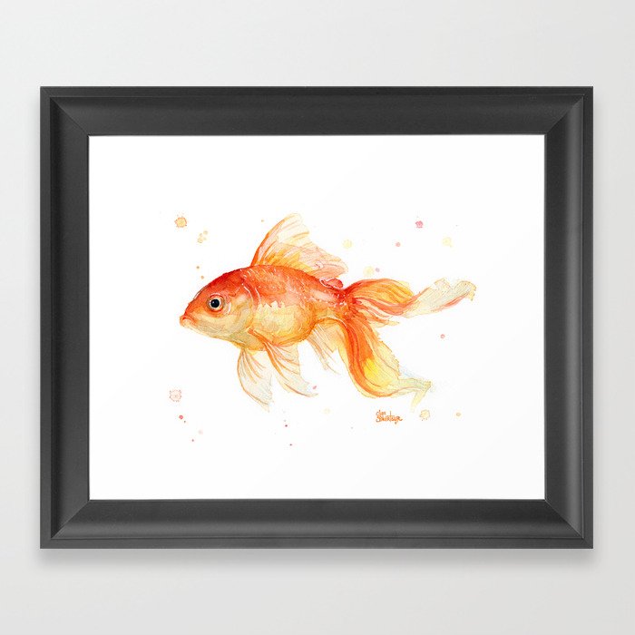 Goldfish Watercolor Fish Framed Art Print