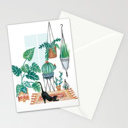 Cat in Potted Jungles Stationery Cards