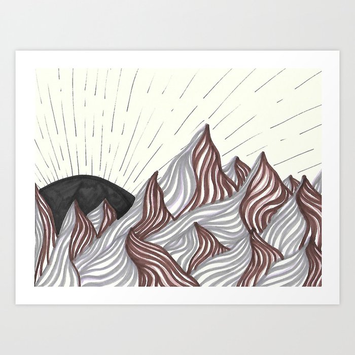 Maroon Abstract Mountains Art Print By Wildiris Society6