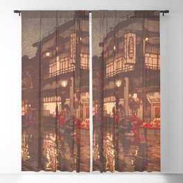 Hiroshi Yoshida, Kagurazaka Street In Rain - Vintage Japanese Woodblock Print Art Blackout Curtain