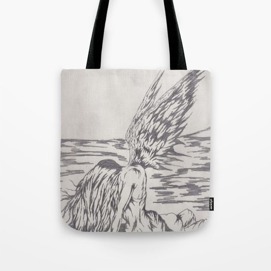 angel on rocks Tote Bag