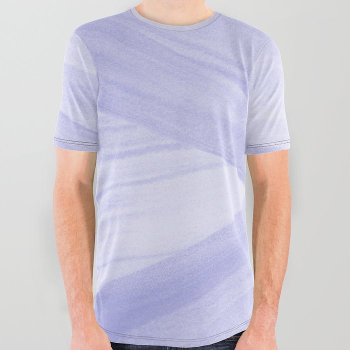 Light Periwinkle Purple Abstract Lines All Over Graphic Tee