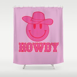 Happy Smiley Face Says Howdy - Preppy Western Aesthetic Shower Curtain