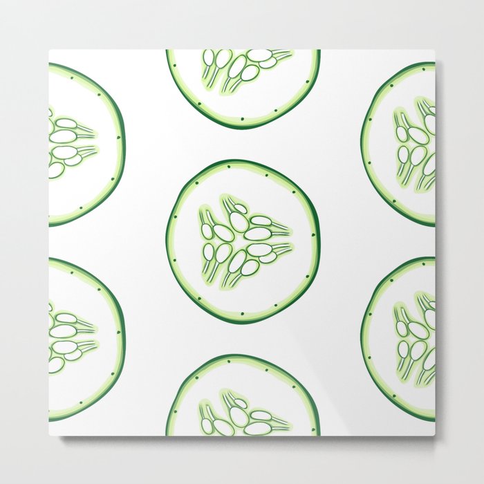 Cucumber slices pattern Metal Print