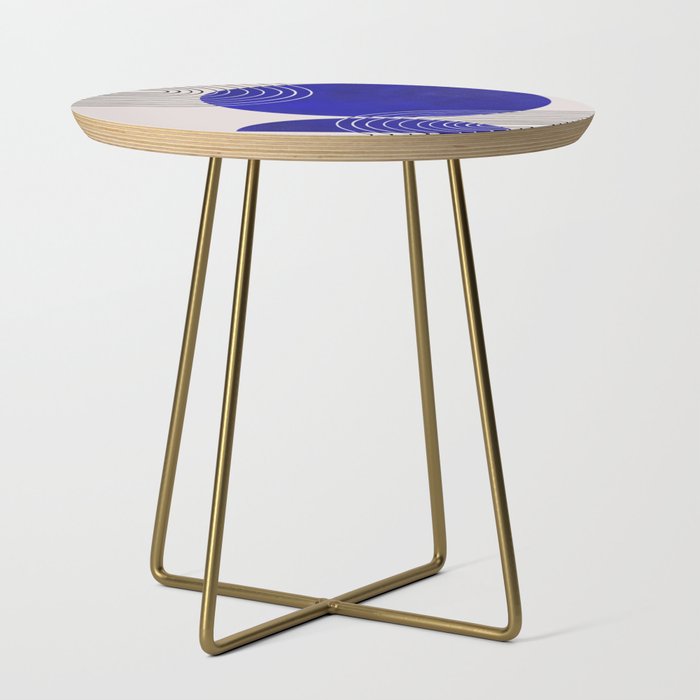Indigo Blue Abstract Geometrical Composition Side Table